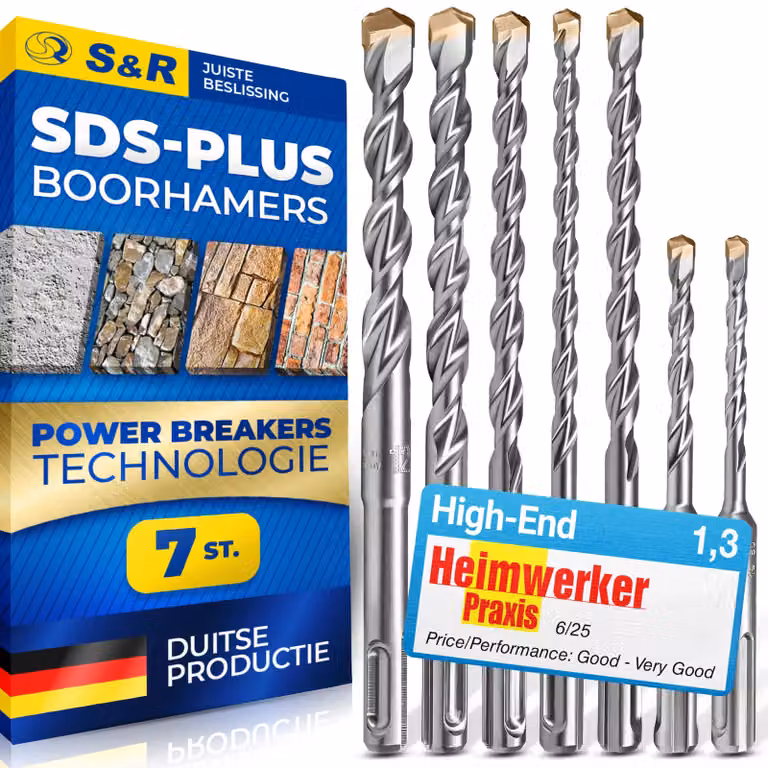 Set professionale di punte per trapano, con punta SDS Plus per cemento, granito, pietra, composto da 7 pezzi