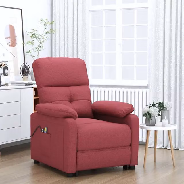 Divano Sedia-Poltrona Massaggiante Elettrica Rosso Vino in Tessuto 869328