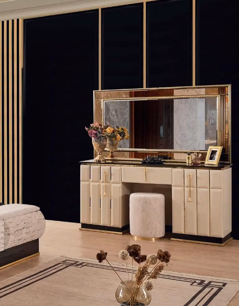 Schminktisch Kommode mit Spiegel Konsole Kommoden Holz Modern Schlafzimmer 2tlg.