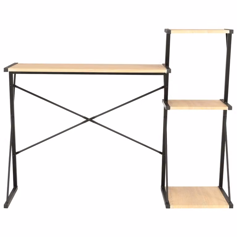 Scrivania con ripiano nero e rovere 116×50×93 cm