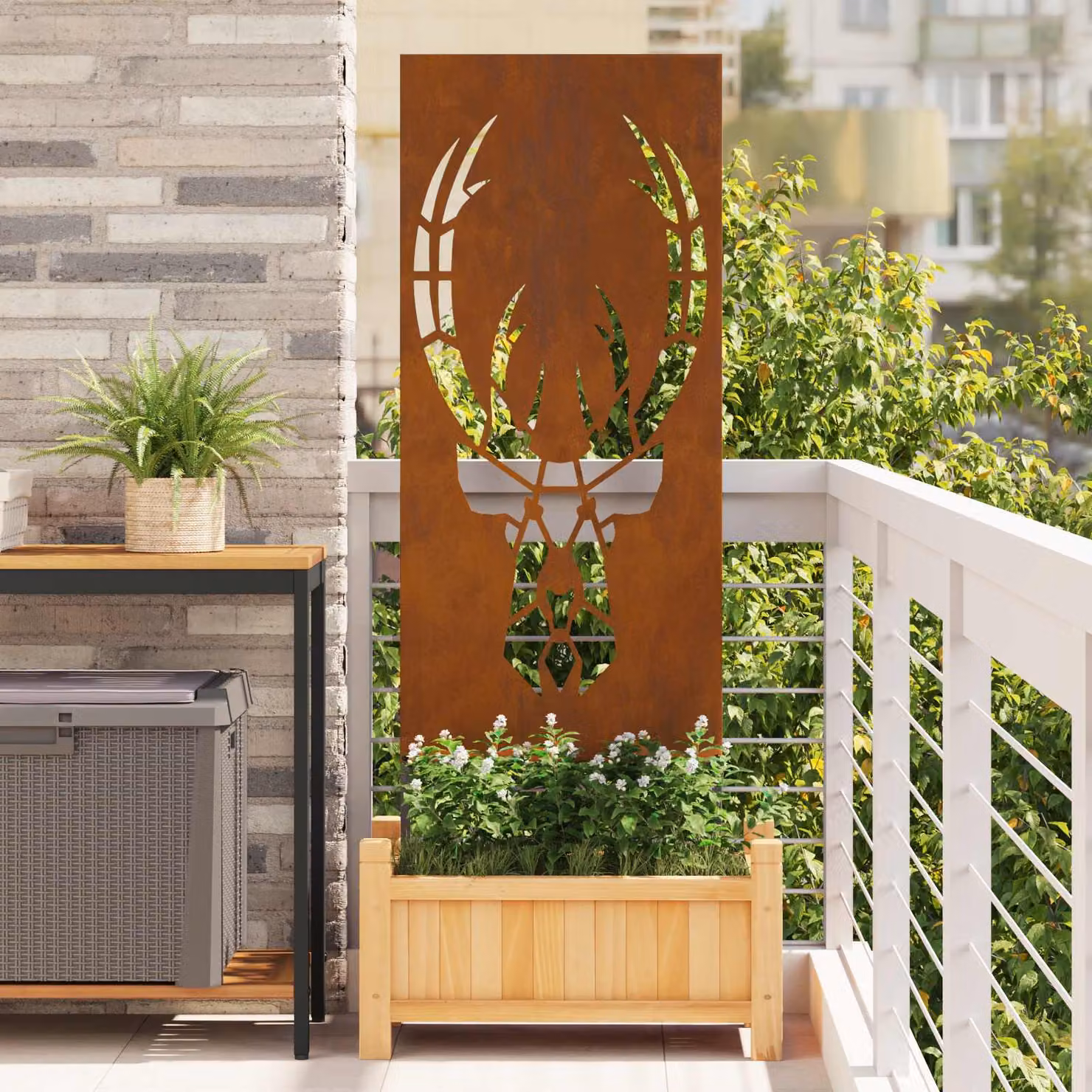 Paravent per privacy in giardino vidaXL in acciaio, marrone, L: 50 cm, H: 140 cm