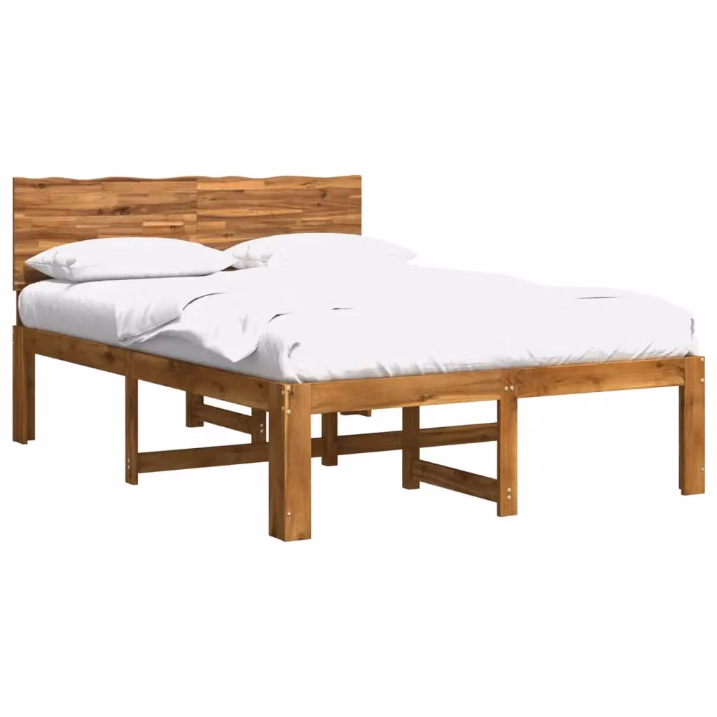 Letto matrimoniale con testiera vidaXL in legno di acacia naturale L 160 x P 200 x H 105 cm – 2