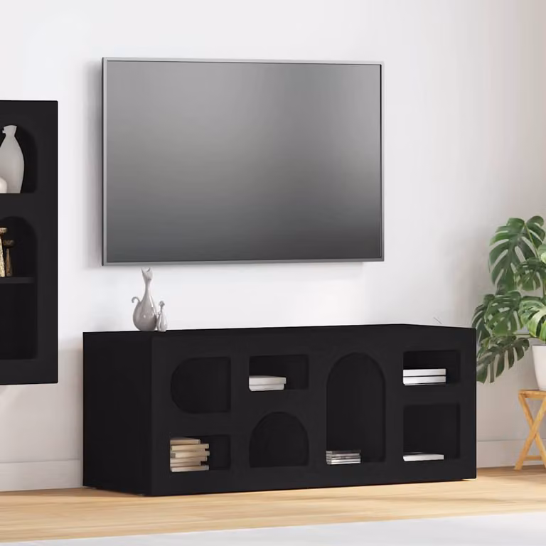 Mobile TV vidaXL moderno in MDF nero L/P/H: 100 x 35 x 40 cm