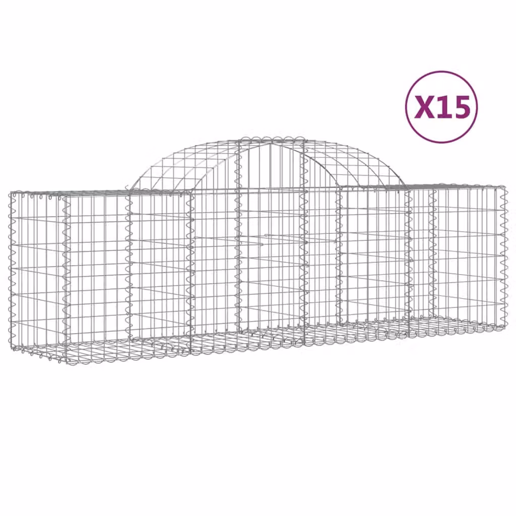 Cesti Gabbioni ad Arco 15 pz 200x50x60/80 cm Ferro Zincato
