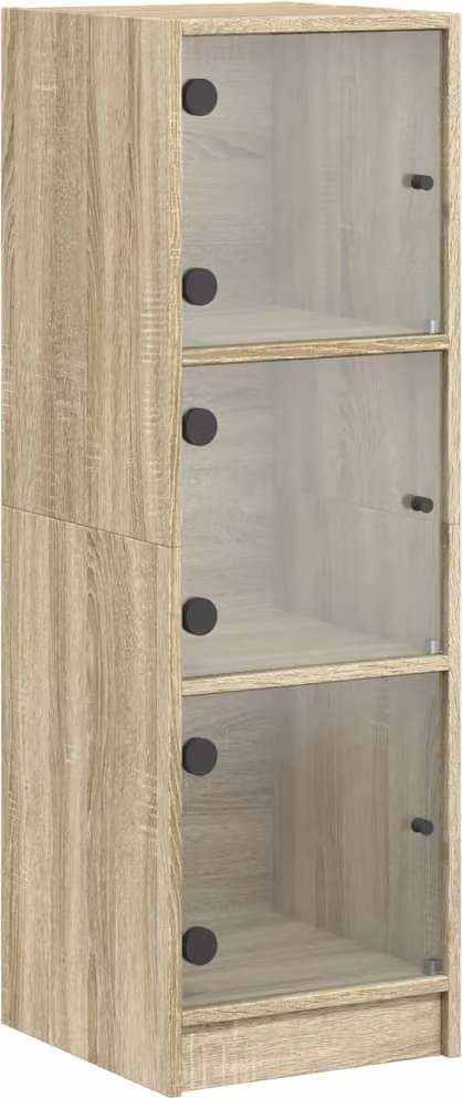 Credenza con Ante in Vetro Rovere Sonoma 35x37x109 cm
