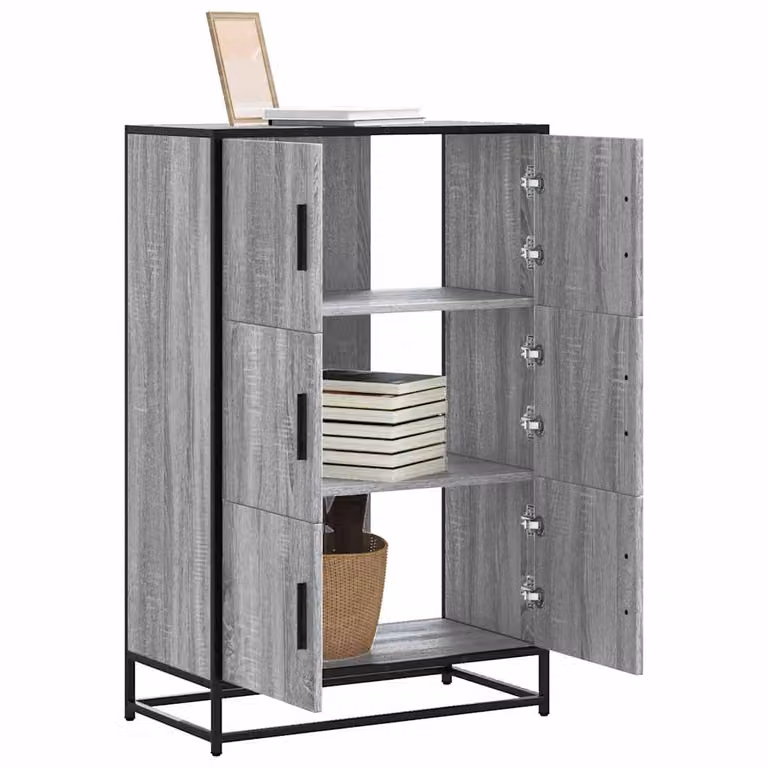 Credenza stile industriale vidaXL in legno e metallo grigio L: 68 cm, P: 35 cm, H: 106,5 cm
