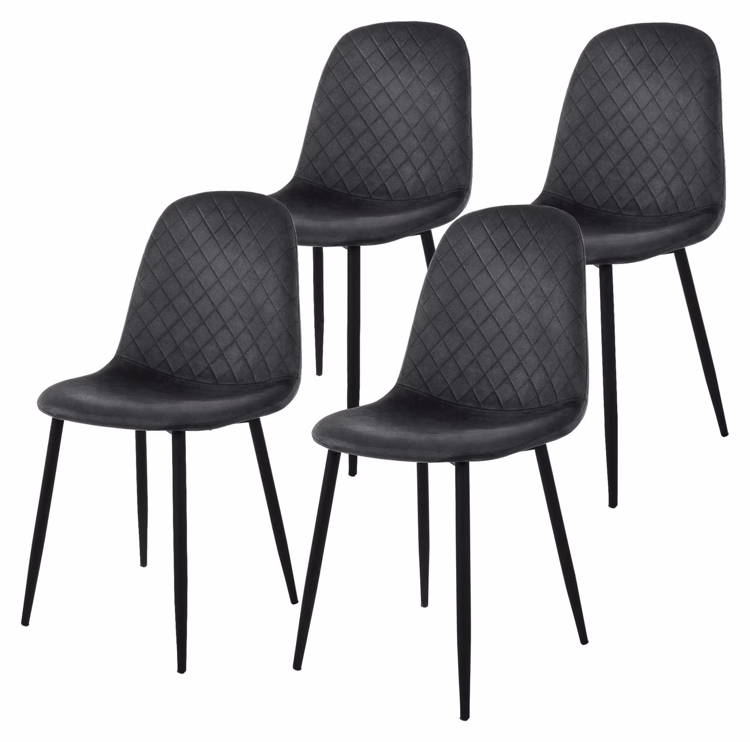 ML-Design set di 4 sedie da pranzo con schienale, antracite, in velluto