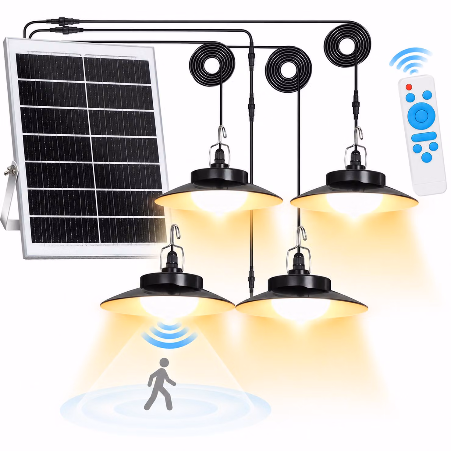 Luce solare LED a sospensione lampade solari per esterni interni rilevatore di movimento Luce solare LED a sospensione luci solari a sospensione per padiglioni garage ripostigli
