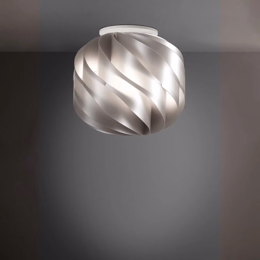 Plafoniera Moderna Globe Polilux Linea Zero Argento e Bianca, 1 Luce E27, Diametro: 40 cm – 2
