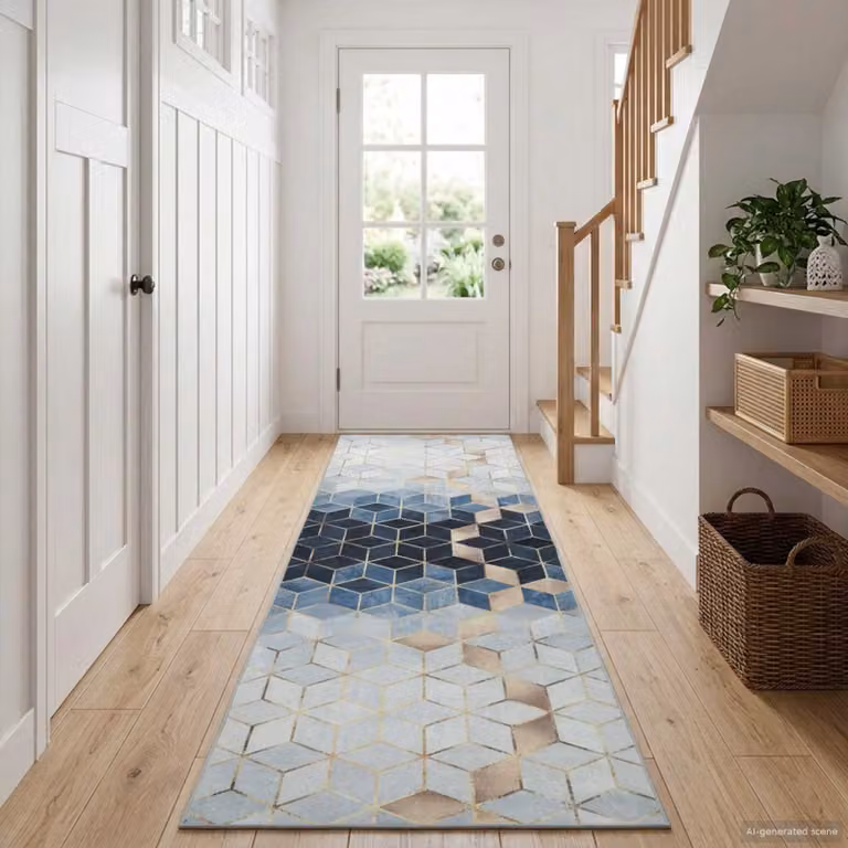 Tappeto Runner vidaXL LESAKA Argento con motivo geometrico a diamante in velluto, L 80 cm x P 250 cm