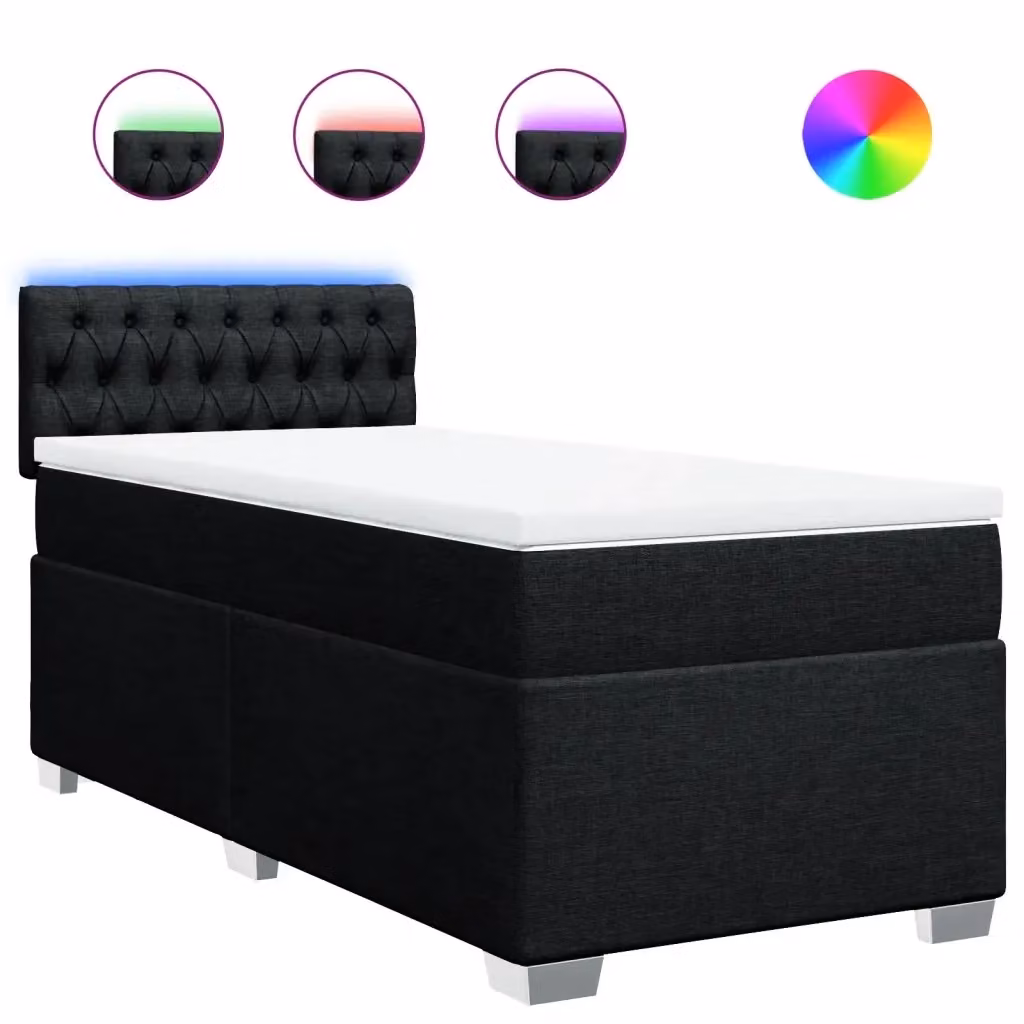 vidaXL Letto Ibrido con Materasso in Tessuto Nero L/P/H: 90 x 190 x 100,5 cm – 3