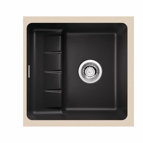NABER 1091023 Lavello da incasso PickUP U con miscelatore Premium, larghezza mobile a partire da 600 mm, Vetroceramica, Nero