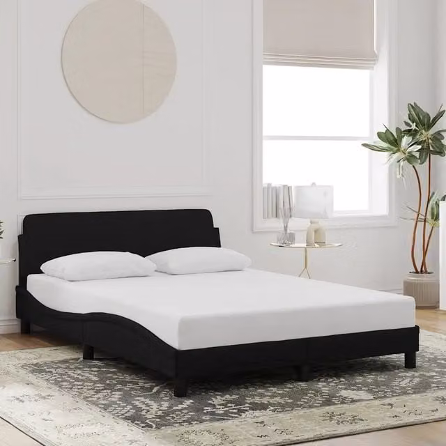 Letto con giroletto Dover vidaXL in velluto nero L 120 cm x P 200 cm