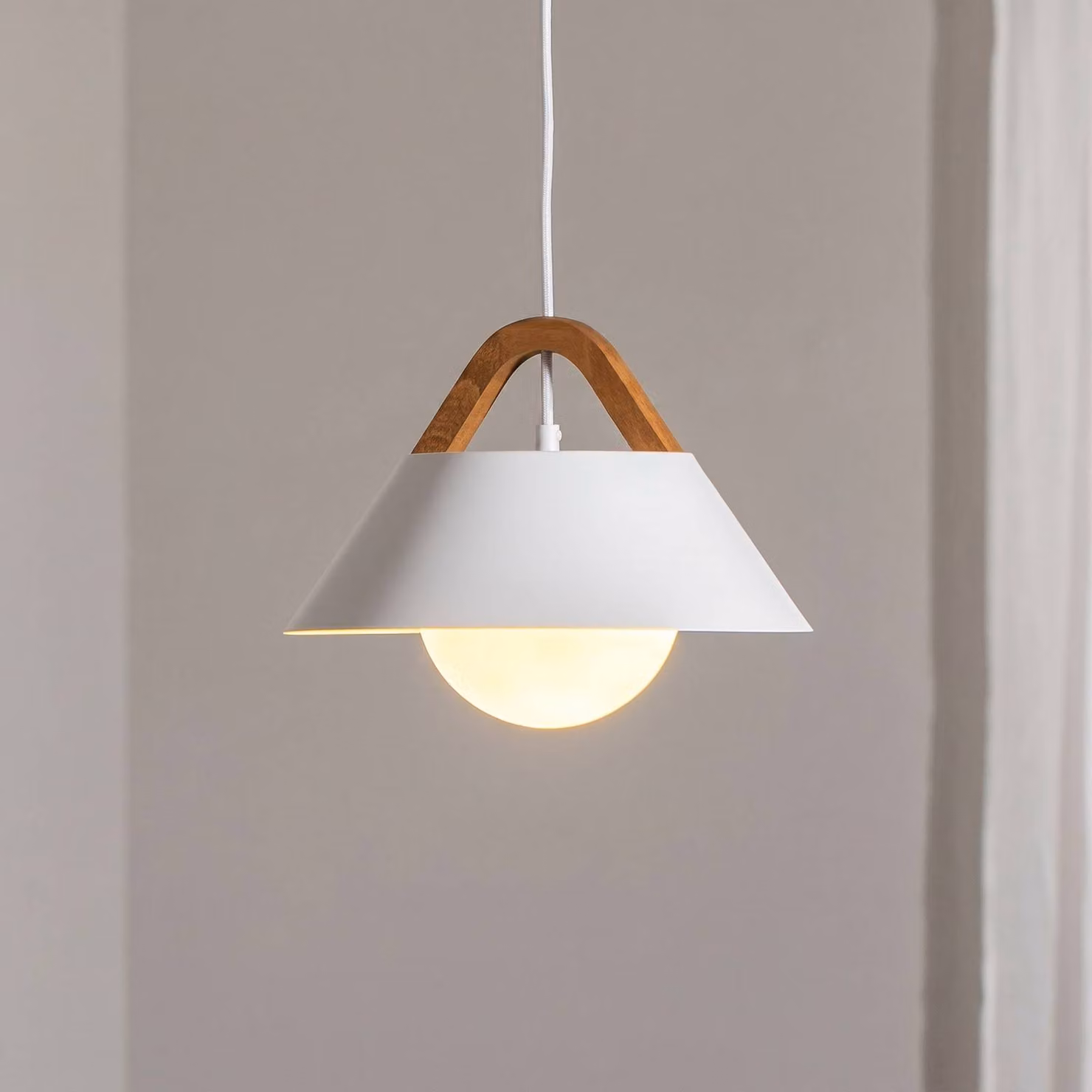 Lampada a sospensione Funda Luminex, dimmerabile, Bianco / Opale, Soggiorno / Sala da pranzo, Metallo, Moderno, Lampada a sospensione