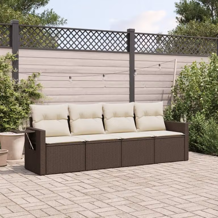 Maison Exclusive - Set Divano da Giardino 4 pz con Cuscini Marrone in Polyrattan
