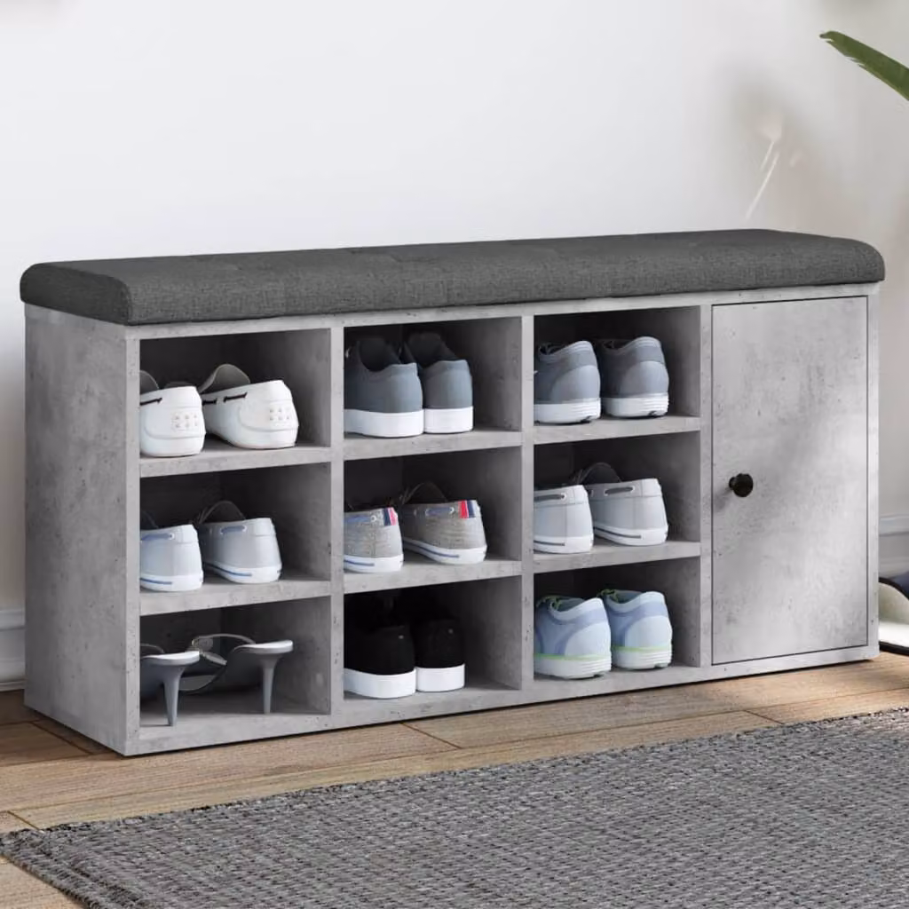 vidaXL Panca Porta Scarpe Moderna Grigia in Legno e MDF L: 110 cm, P: 32 cm, H: 50 cm