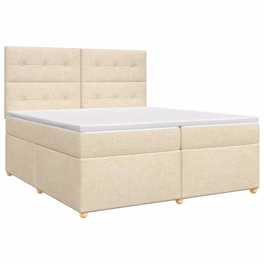 Letto box spring con materasso ibrido vidaXL in tessuto beige e bianco L/P: 200 x 200 cm – 2