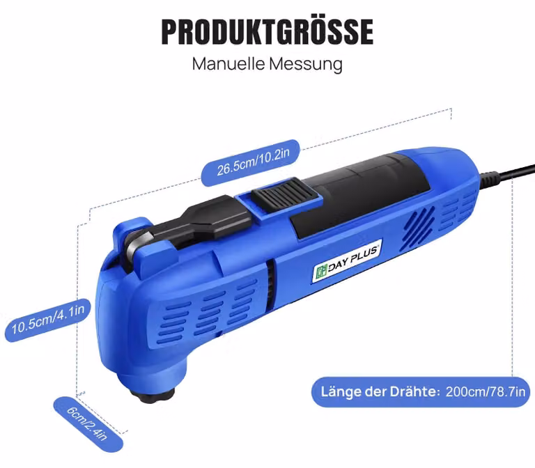 Multitool oscillante - Sega elettrica - Angolo di oscillazione di 3° - 22000 giri/min - Set di accessori da 15 pezzi - Per tagliare, smerigliare e raschiare