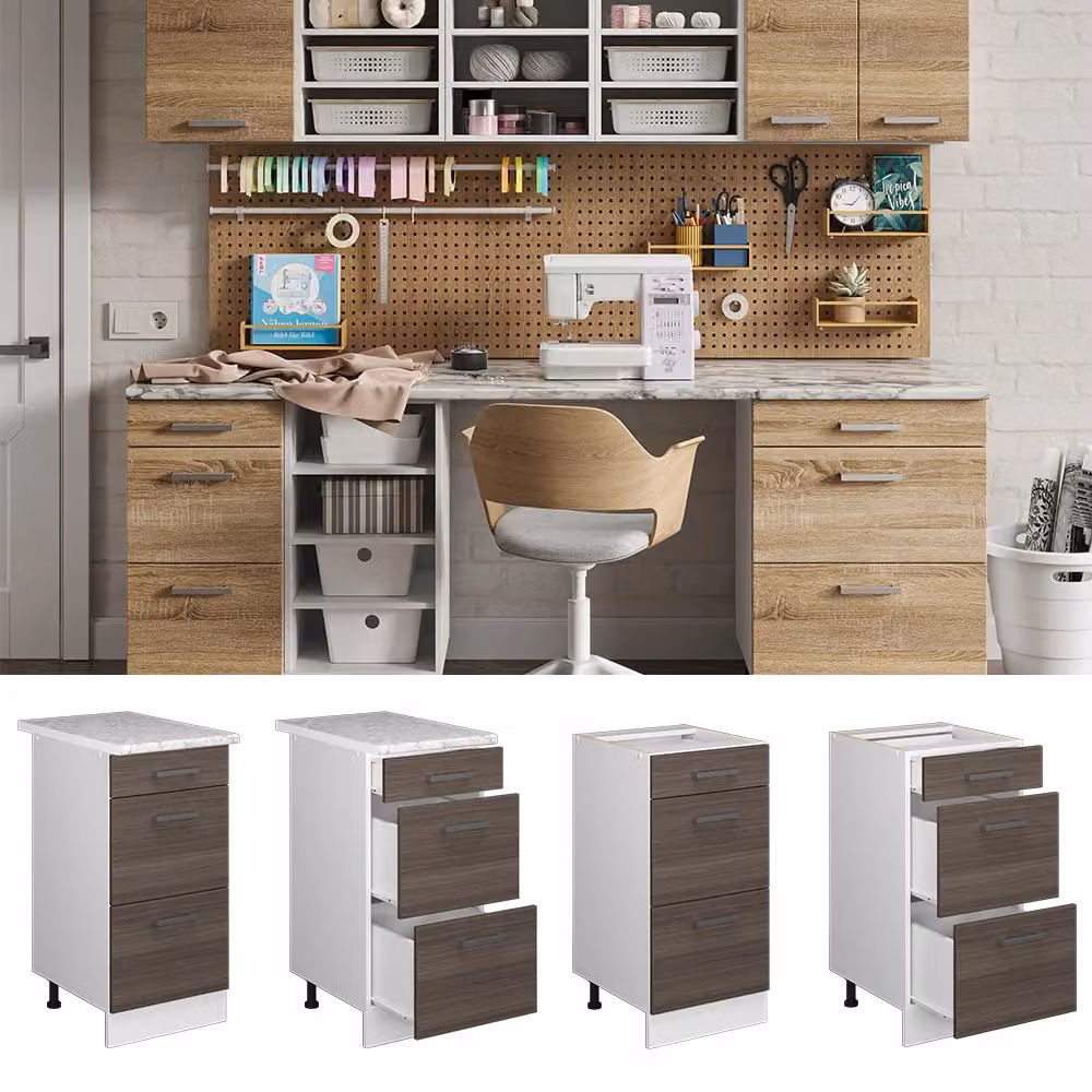 Base universale R-Line Vicco Grigio opaco con cassetti L: 40 cm, H: 81,6 cm, P: 60 cm – 2