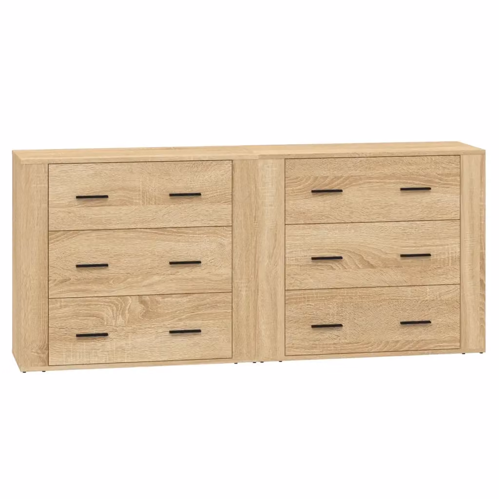Set di 2 credenze vidaXL in legno multistrato color rovere, modello classico da parete per sala da pranzo – 2