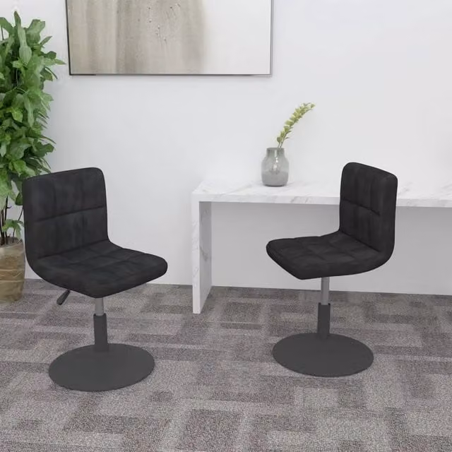 Set di 2 sedie da pranzo girevoli vidaXL in velluto nero con struttura in metallo per soggiorno e cucina
