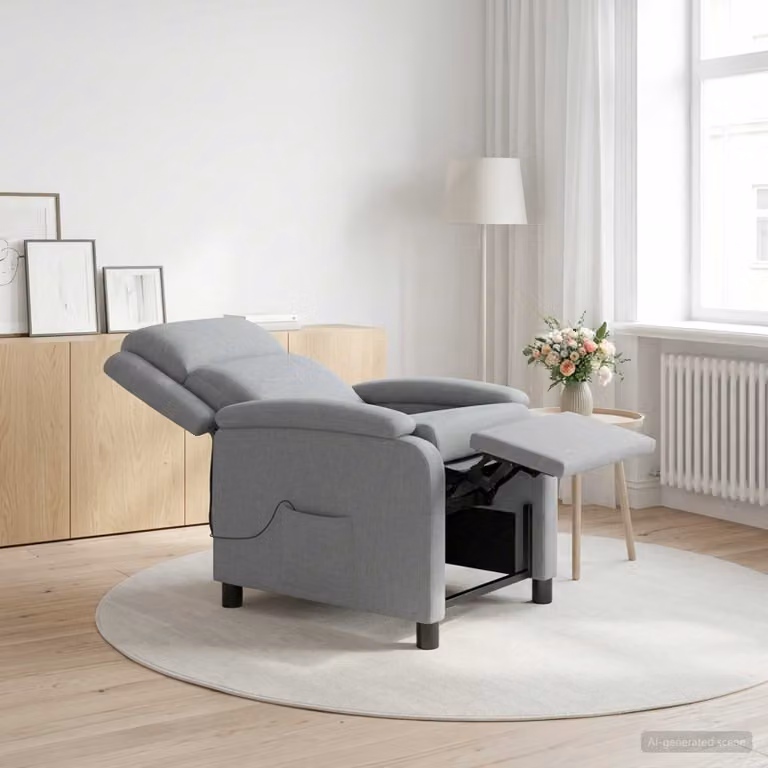 Poltrona relax reclinabile vidaXL in tessuto grigio con braccioli per soggiorno e ufficio
