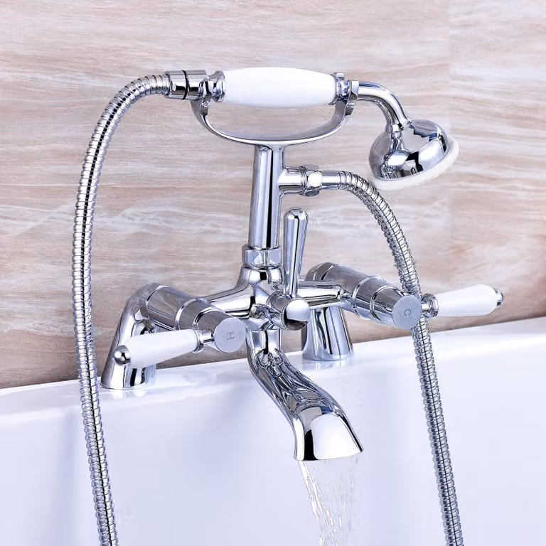 Miscelatore per doccia da parete, cromo/bianco, con due manopole, distanza tra i fori di montaggio: 180 mm