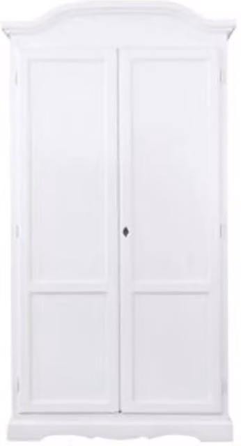 Armadio Gendarme KIVIO in legno stile Shabby Chic con 2 ante battenti, Bianco, L: 107 cm, P: 55 cm, H: 197 cm – 1