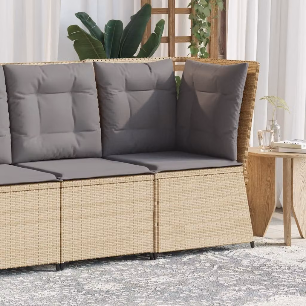 vidaXL Divano Angolare da Giardino in Polyrattan con Cuscini Beige e Grigio e Coperture Rimovibili