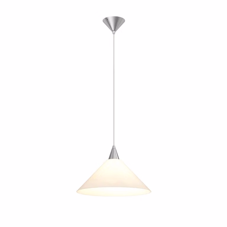 Lindby lampada a sospensione Petra, bianco, vetro, Ø 40 cm, cono, E27