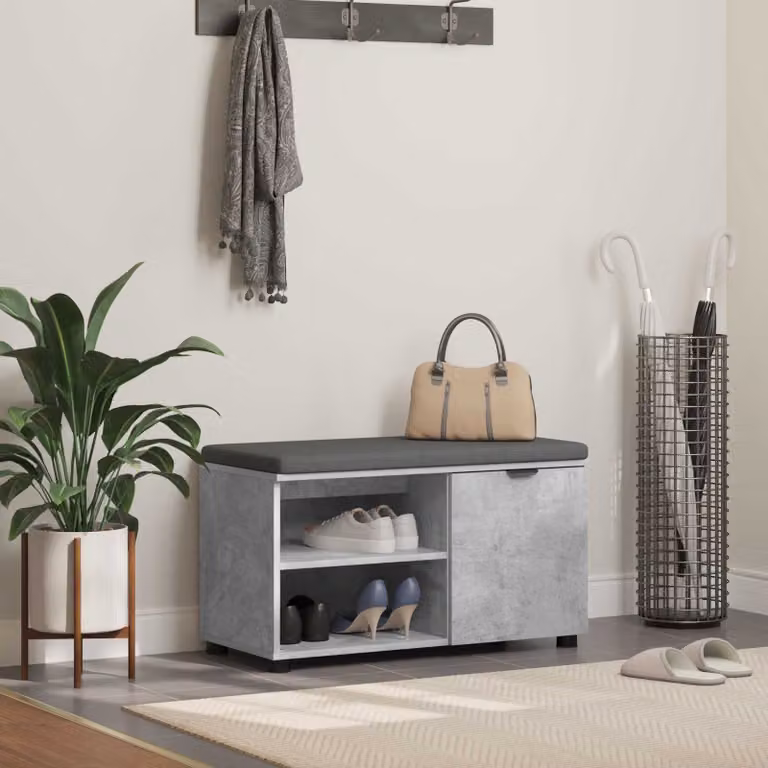 Panca per ingresso con scarpiera vidaXL in stile moderno, colore grigio, L 80 x P 38 x H 46 cm