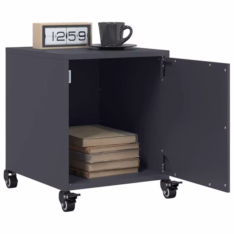 Set di 2 comodini vidaXL in acciaio e MDF, colore antracite, L 36 cm x P 39 cm x H 43,5 cm