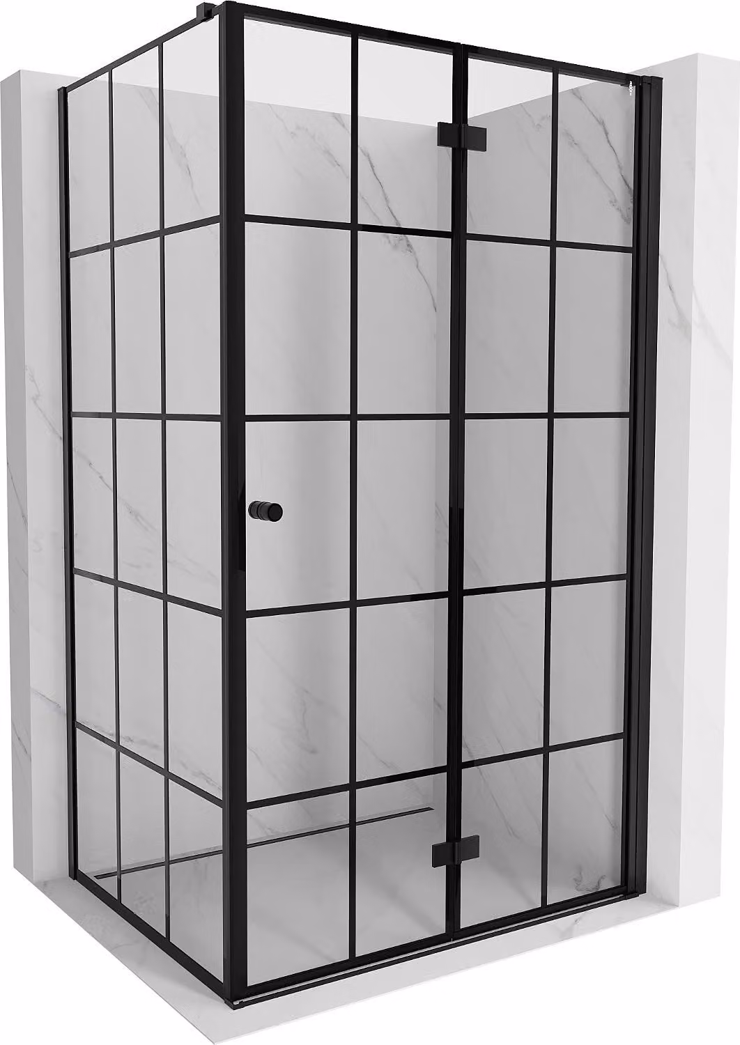 Mexen Mist-F cabina doccia pieghevole destra 80 x 75 cm, griglia nera, nero - 8A6T-080-075-70-77-P
