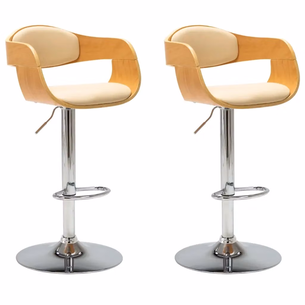 Set di 2 sedie da bar vidaXL in legno e similpelle beige e marrone per sala da pranzo – 2