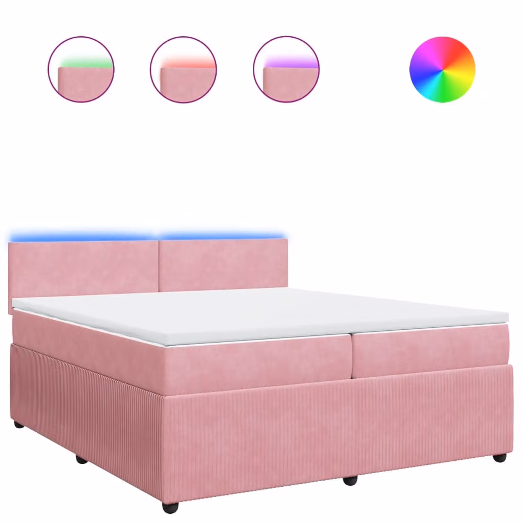 Giroletto a Molle con Materasso Rosa 200x200 cm in Velluto