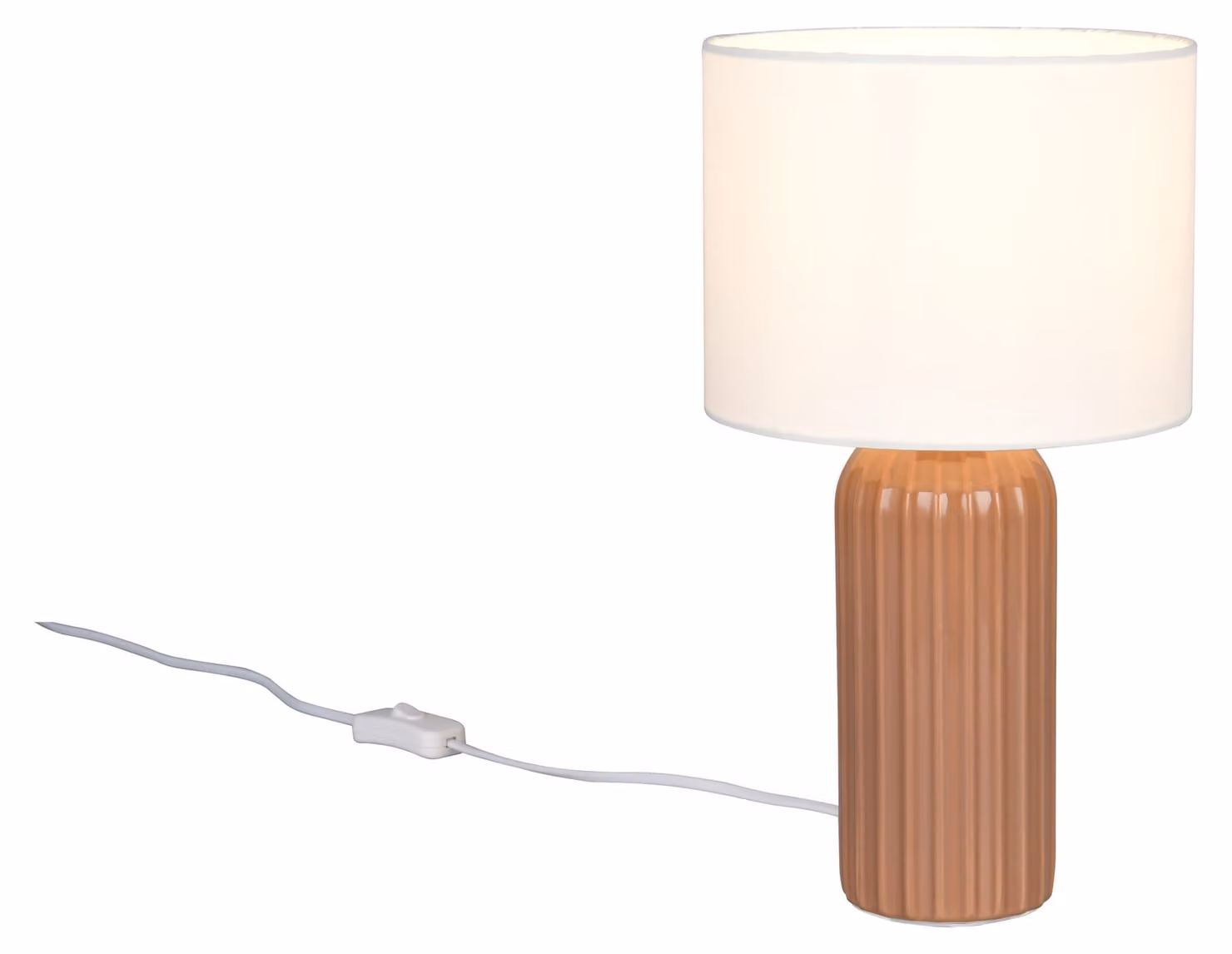 Lampada da tavolo, Vetroceramica, tessuto, moka, bianco, H 36 cm