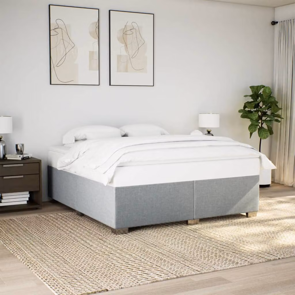 vidaXL Giroletto senza Materasso in Tessuto Grigio Chiaro con Listelli in Legno 200x200 cm – 1
