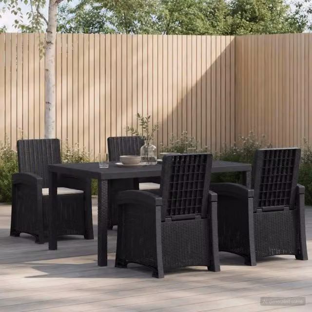 Set da pranzo da giardino moderno vidaXL in rattan sintetico composto da 5 pezzi nei colori antracite e grigio – 1