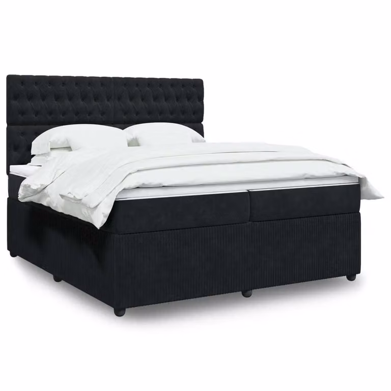 Maison Exclusive - Giroletto a Molle con Materasso Nero 200x200 cm in Velluto
