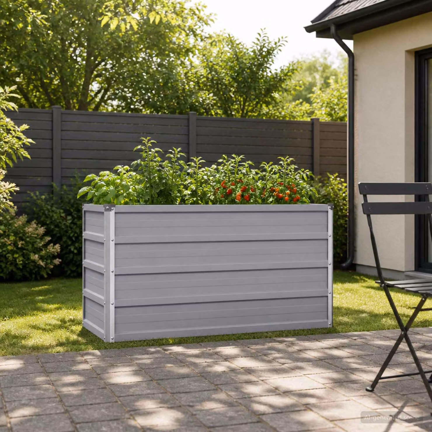 Letto rialzato da giardino vidaXL in metallo Grigio L: 100 cm, P: 40 cm, H: 55 cm