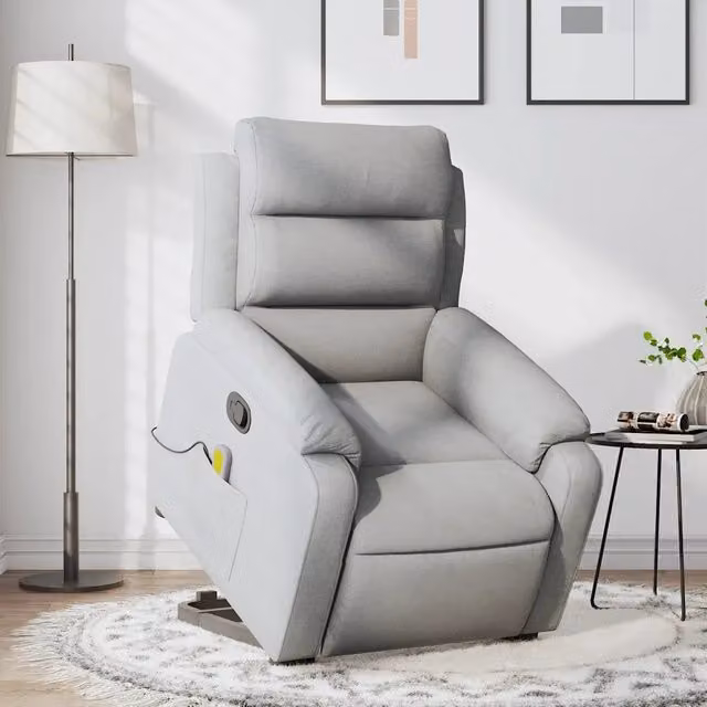 Poltrona Alzapersona Reclinabile con Massaggio vidaXL Grigio con Supporto Elettrico per Anziani e Design Moderno