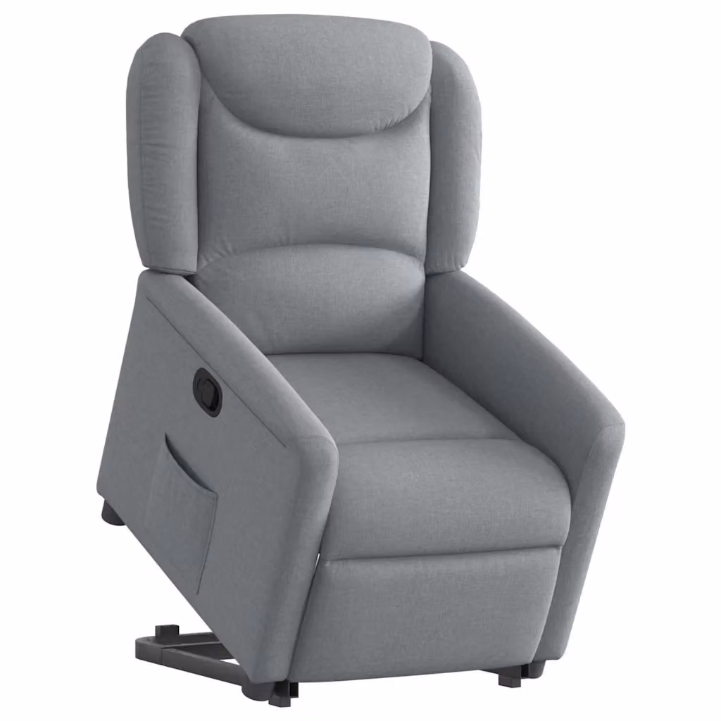 Poltrona Alzapersona Reclinabile vidaXL Grigio con Assistenza Elettrica e Braccioli in Tessuto – 2