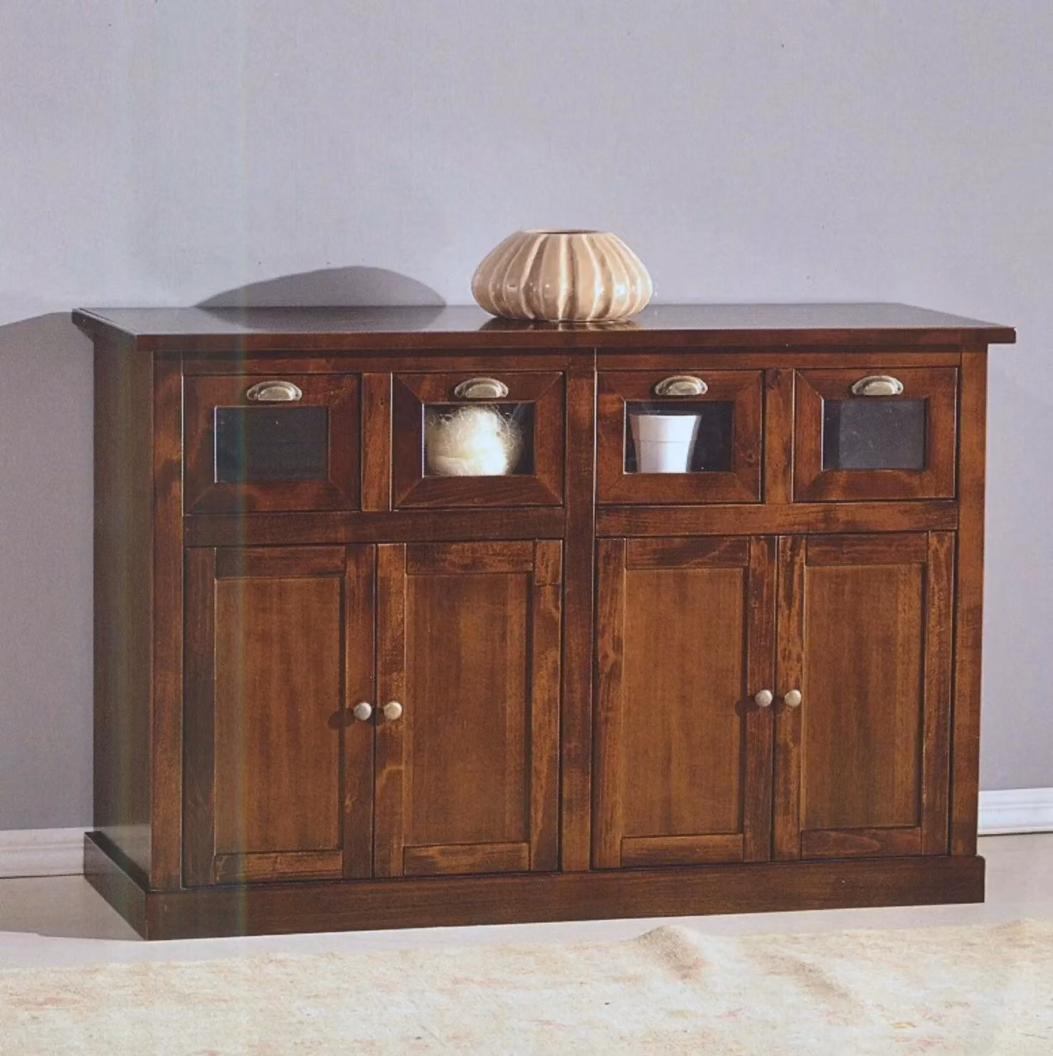 Madia credenza Mobili 2G con 4 cassetti e 4 porte in tinta noce, L: 130 cm, P: 50 cm, H: 85 cm – 2