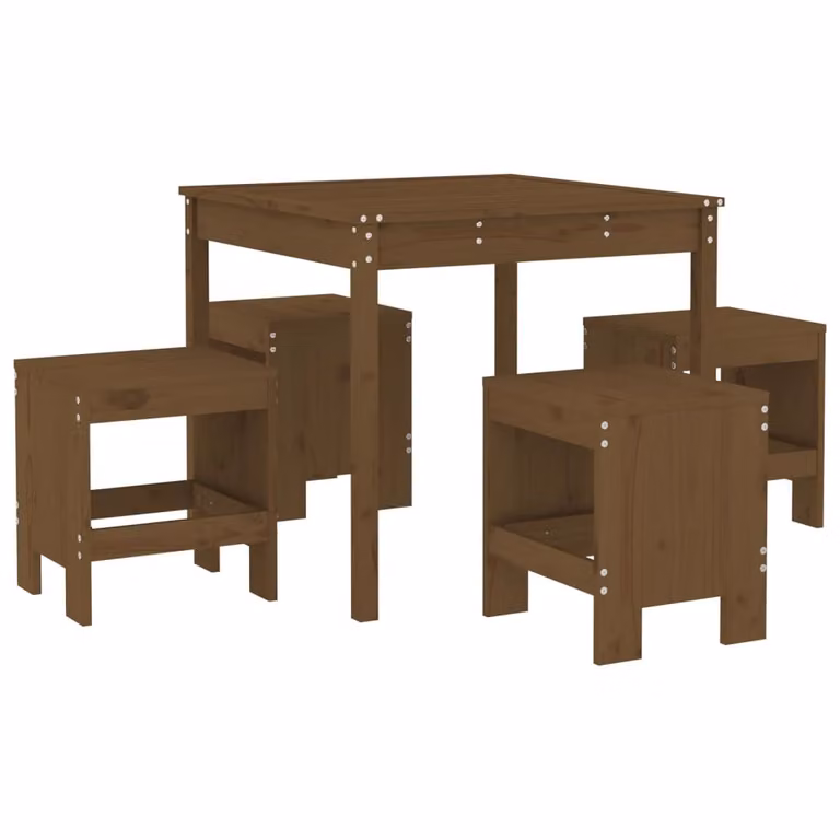 Set da Pranzo da Giardino 5 pz ambra in Legno Massello di Pino