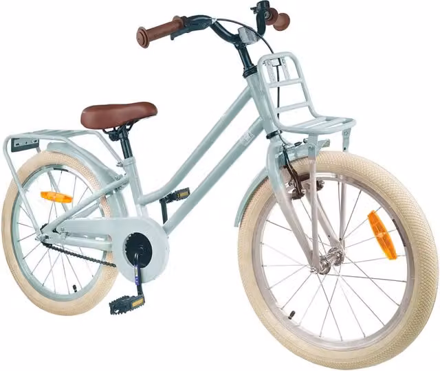 Bicicletta per bambini da 18 pollici disponibile in verde e blu con struttura in metallo e pneumatici in gomma