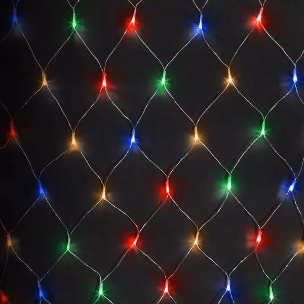Catena luminosa piatta, lunghezza 3 metri x 1,5 metri, colori RGBY, alimentazione a 3 batterie AA, decorazione per feste