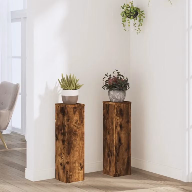 Set di 2 supporti per piante vidaXL in legno marrone, L/P/H: 17 x 17 x 60 cm