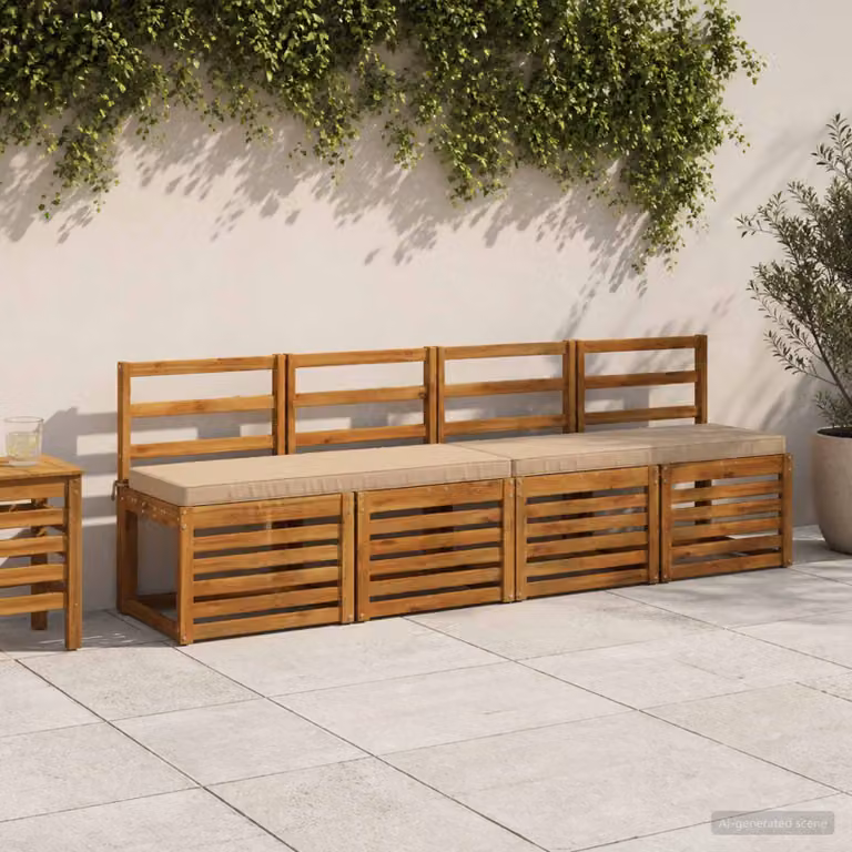 Set di 2 cuscini per panchina vidaXL VUGHT in poliestere, forma rettangolare, colori sabbia, marrone e beige