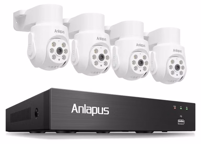 Sistema di telecamere di sicurezza CCTV, risoluzione 4K, funzione di rotazione e inclinazione, DVR a 8 canali con 4 telecamere 4K, capacità 1T, DVR a 8 canali con 4 telecamere 4K, capacità 1T