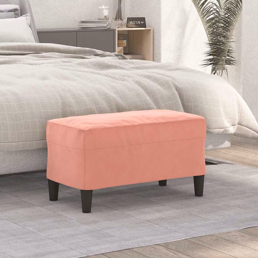Panca vidaXL in velluto rosa per soggiorno o camera da letto L/P/H: 70 x 35 x 41 cm